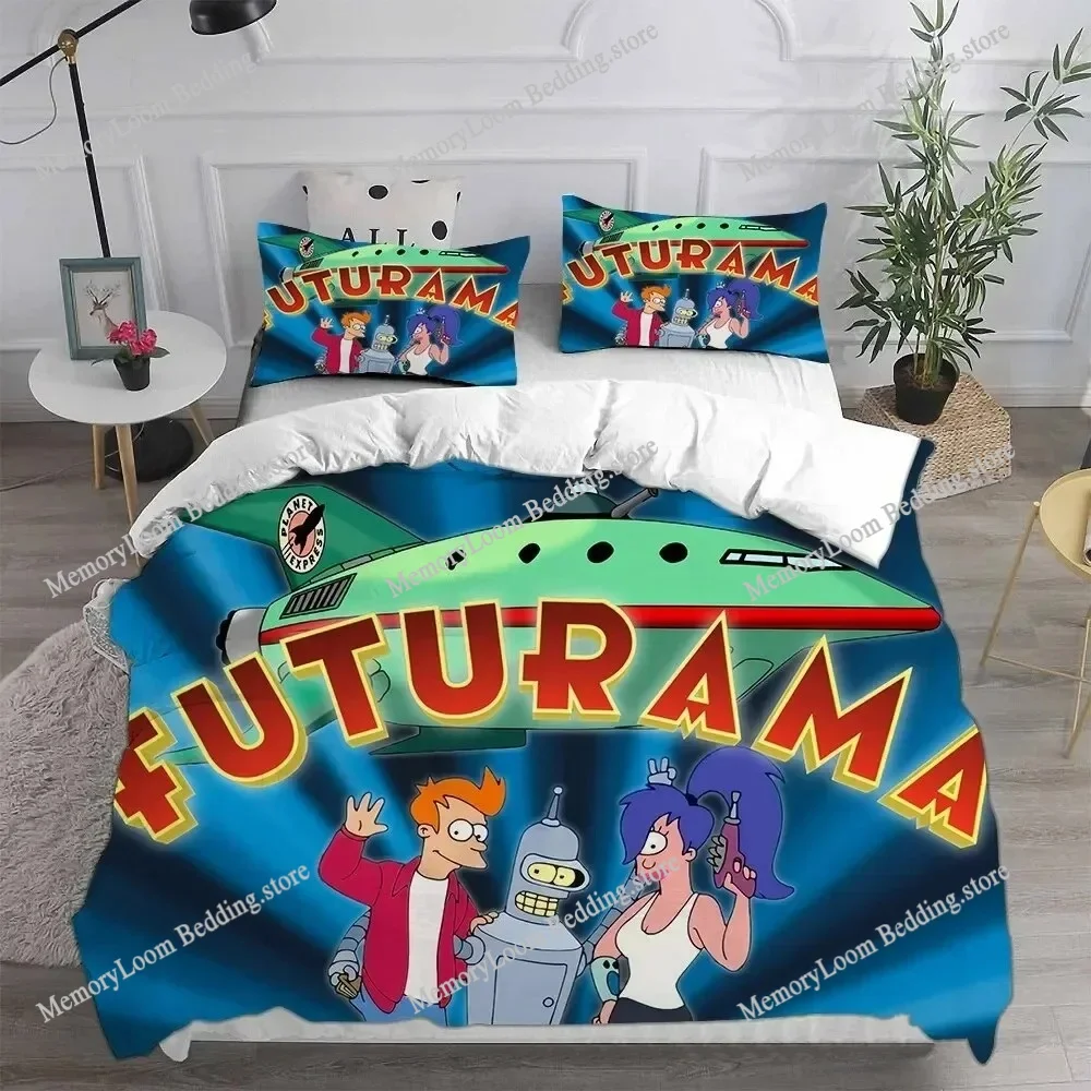 

Home Textile Cartoons Fun Futuramas Bender Duvet Cover Pillow Case Boy Girl Bedding Set King/Queen/Twin Size Soft Polyester