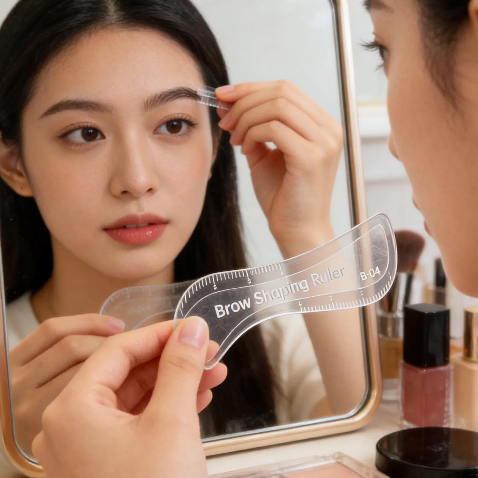 Reusable Eyebrow Stencil Shaper Accurate Brow Mapping Ruler Easy Eyebrow Drawing Tool for Beginners Makeup Brow Template Guide