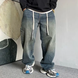 American Casual Cool Retro Work Clothes Jeans Men's Straight Leg Loose Wide Leg Floor Pants