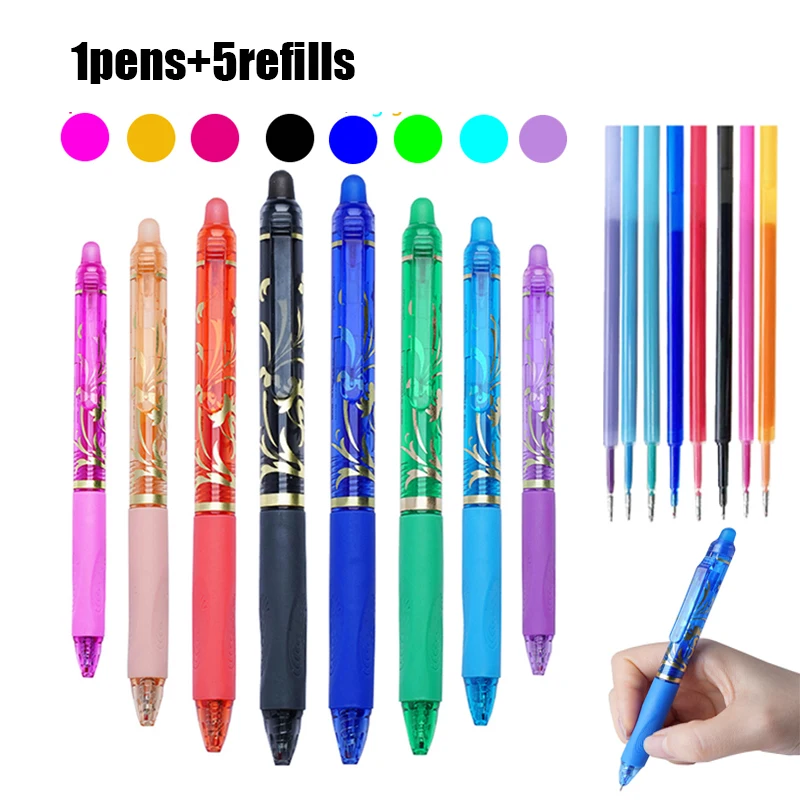 

6 шт./компл., креативный набор стираемых гелевых ручек с фруктовым вкусом 0,5 мм, 8 цветов, ST-наконечник, заправка, живопись, письмо, офисные канцелярские принадлежности