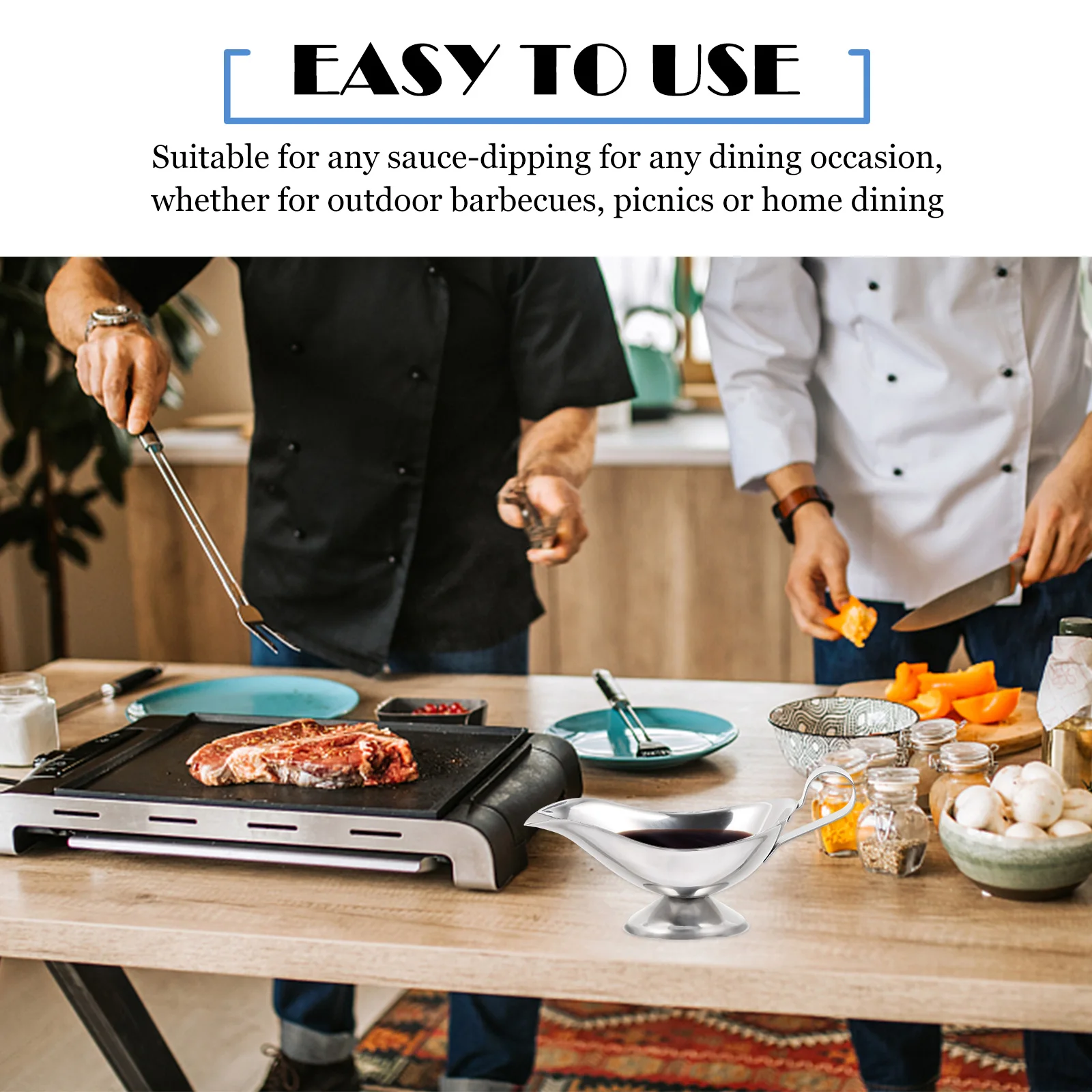 

Stainless Steel Gravy Boat With Handle Sauce Server For Hot Cold Acidic Liquids Dishwasher Safe Freezer Compatible