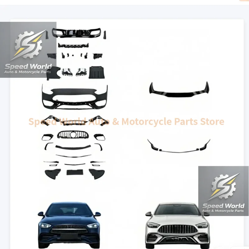 High Quality Upgrd Front Lip Rear Bumper Exhaust Pipe C-Class C Sport Style Body Kit Months Warranty