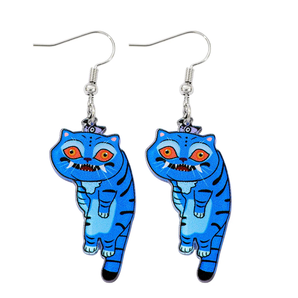 أقراط متدلية بتصميم Kpop Demon Hunters Derpy Tiger، نمط كرتوني لطيف، مجوهرات أكريليك، أقراط المهرجانات، زينة الأذن