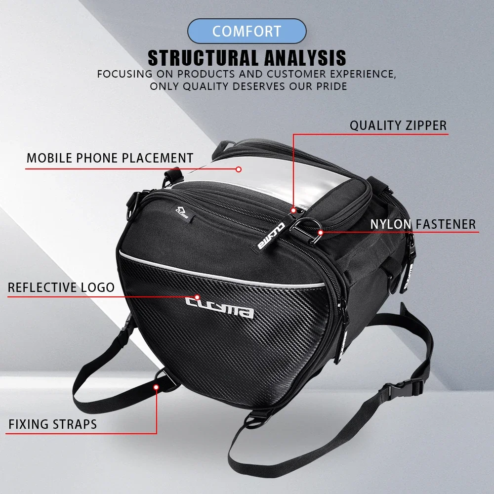 Bolsa de tanque negra para motocicleta, bolsa de herramientas frontal para Pedal, para HONDA CC110 XMAX LIKE 318 FORZA 350 300 NSS350 ADV150 X-adv750