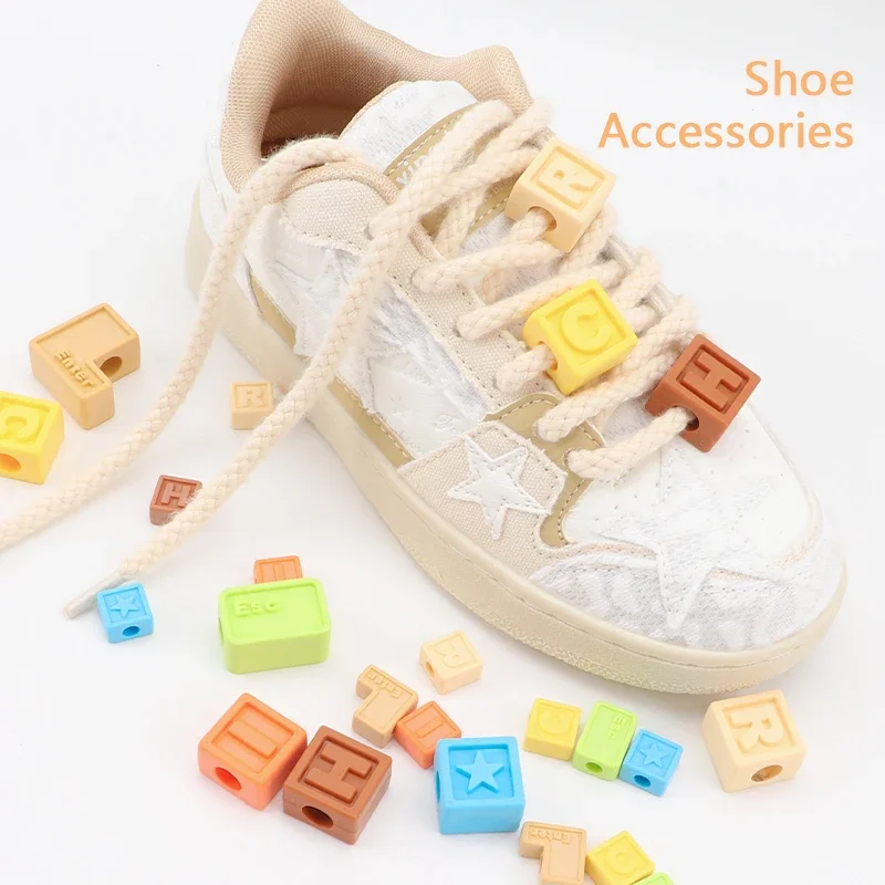 1Pcs Square Building Blocks Shoelaces Decoration Buckle Shoe Charms for Casual Sneakers Sandals Kids Adults Accessories New