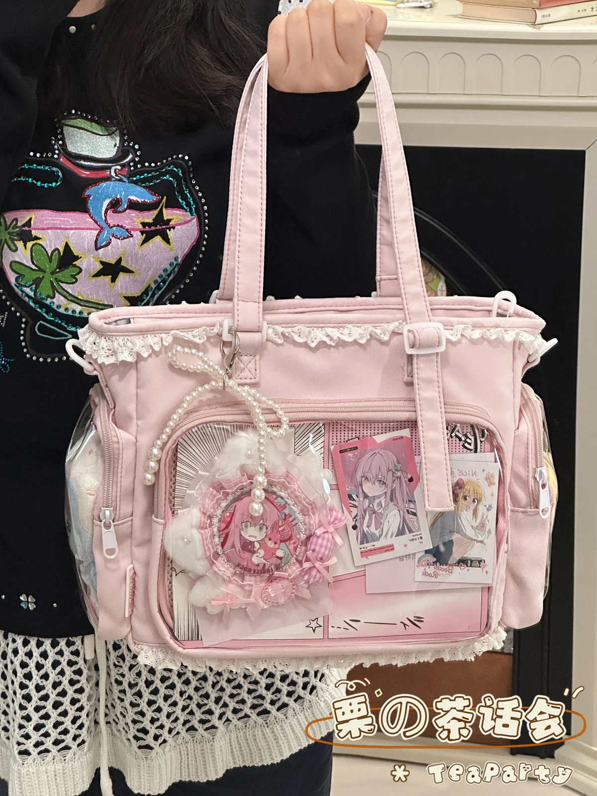 حقيبة نسائية يابانية شفافة حقيبة يومية حقائب كتف حقائب حمل للركاب لحقيبة ساعي البريد النسائية