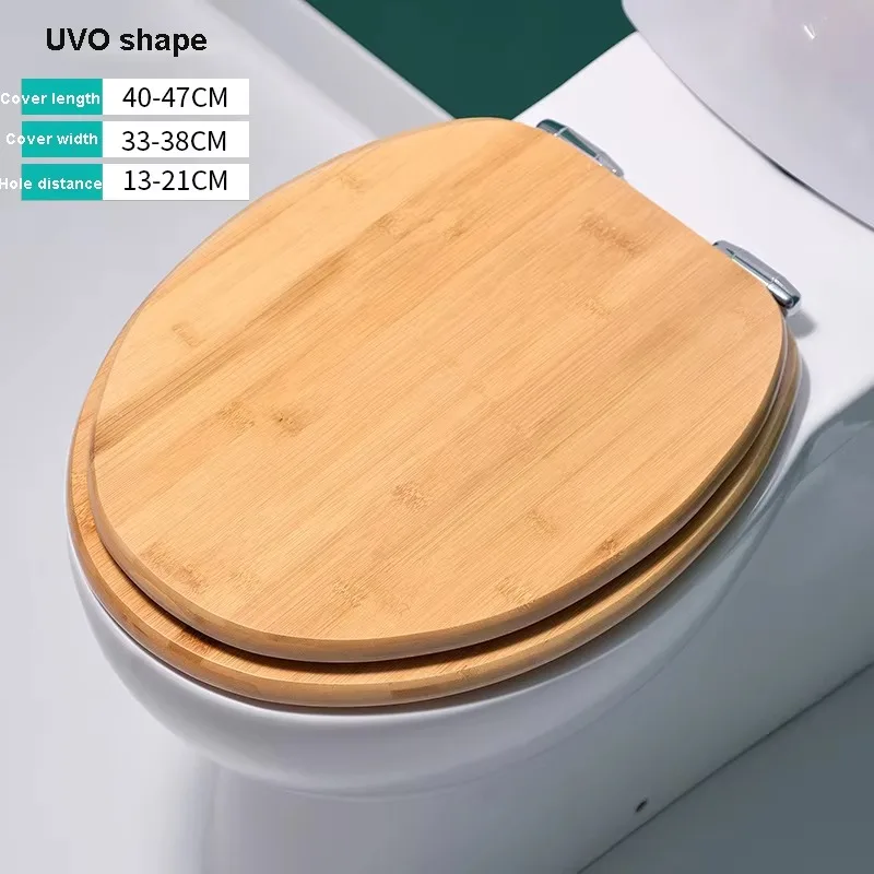 Bamboo Toilet Seat Cover Slow Down Thickening Length 400 To 470mm Width 330 To 380mm Bathroom Decoration Accessories