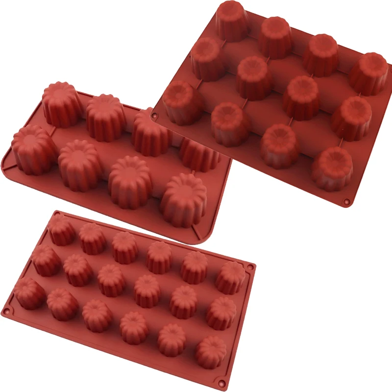 Canele Silicone Mold For Baking Cake Chocolate Muffin Cupcake Pan Jelly Pudding Ice Cube Tray Candle Soap Making Supplies