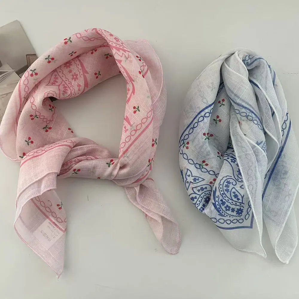 

Женский милый многофункциональный платок с вишневым принтом, летний модный аксессуар для волос, универсальная повязка на голову для фотосессий и путешествий
