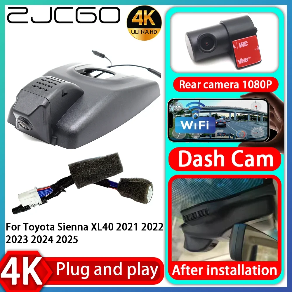 

ZJCGO UHD 4K 2160P Plug and Play DVR Dash Cam Video Recorder For Toyota Sienna XL40 2021 2022 2023 2024 2025