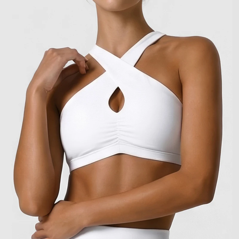 Soutien-gorge de sport doux pour femme, couleur unie, maintien élevé, respirant, séchage rapide, pour gym, yoga, fitness, vêtement d'entraînement féminin