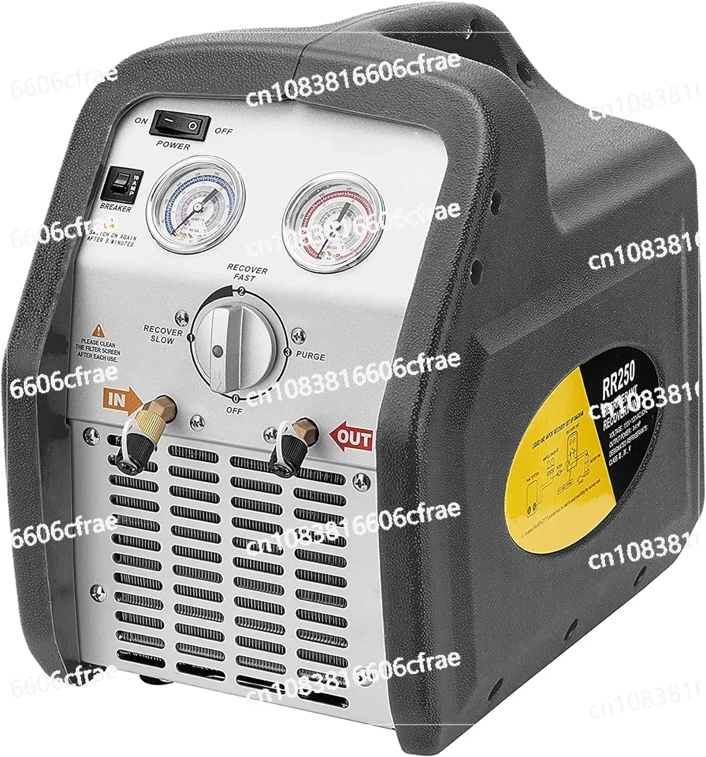 

110-120V AC 60Hz 3/4HP Single Cylinder Portable Refrigerant Recovery Machine, Grey
