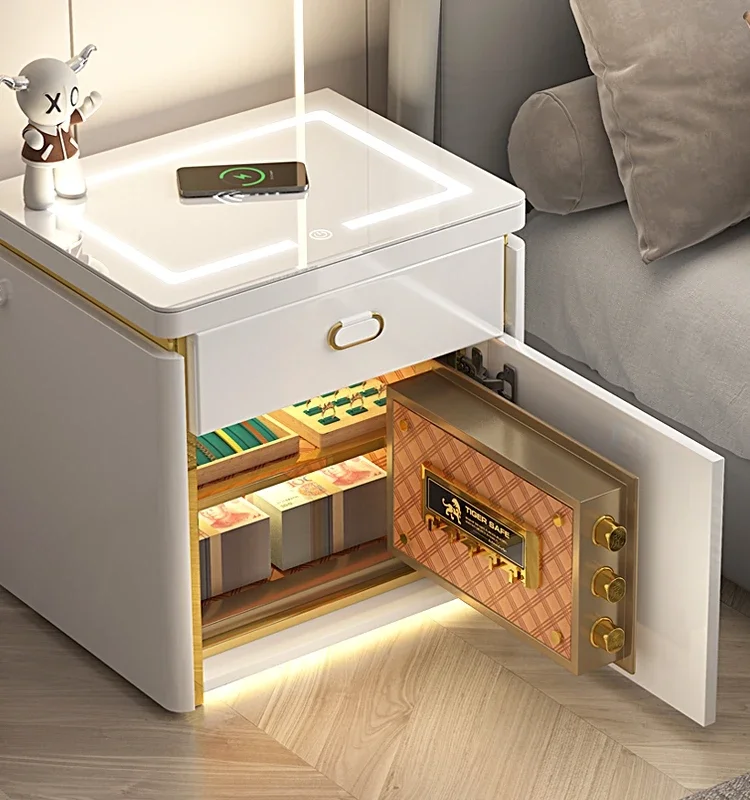 Intelligent bedside table hidden safe modern simple wireless charging fingerprint password