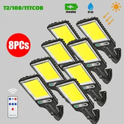 1~8PCS Solar LED Light Outdoor Wall Lamp Waterproof 3 Modes PIR Motion Sensor Garden Night Lamp Decor Porch Courtyard Lighting