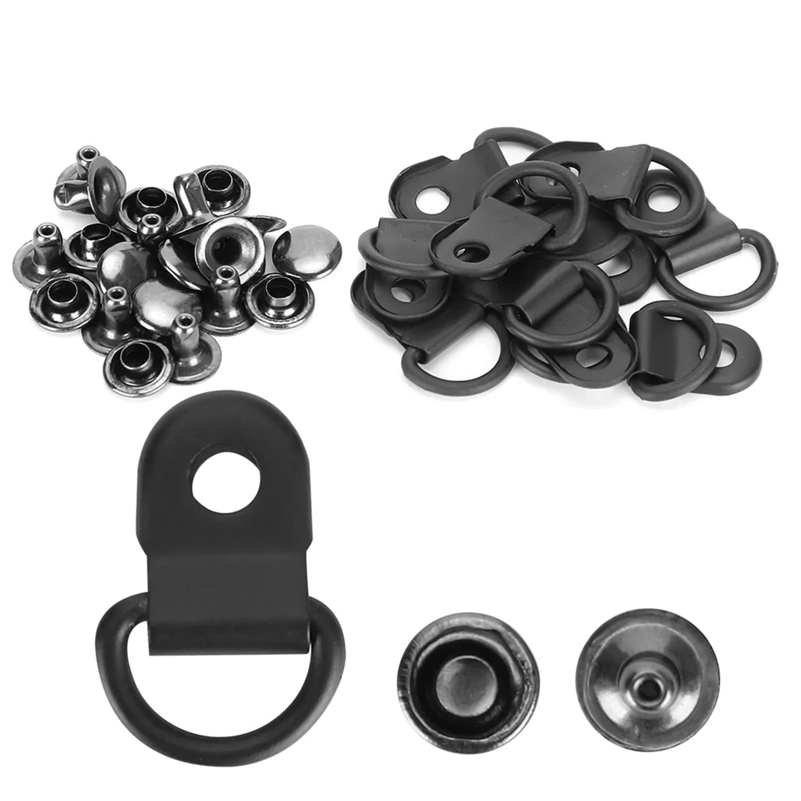 100 Set Shoelace Hook DRing Eyelet Buckle Brass Shoe Leather DIY Rivet Tool Matte Black 9x14mm