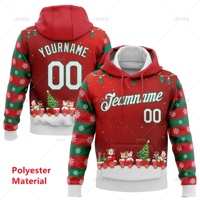 Custom Name Christmas Hoodie For Men 2026 New Funny 3D Printed Pullover Sweatshirt Women Personalized Street Casual Hoodies