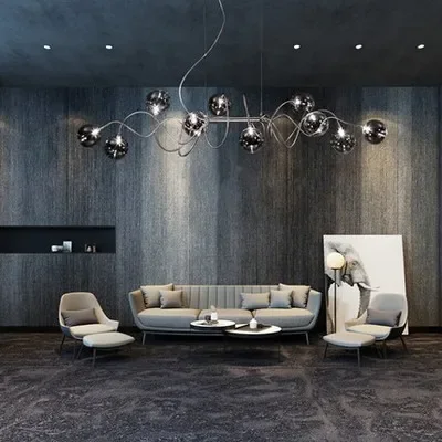 Nordic silver chandeliers Dining room smoky grey Glass Home decoration Modern replica design lamp LED kitchen cafe chandeliers