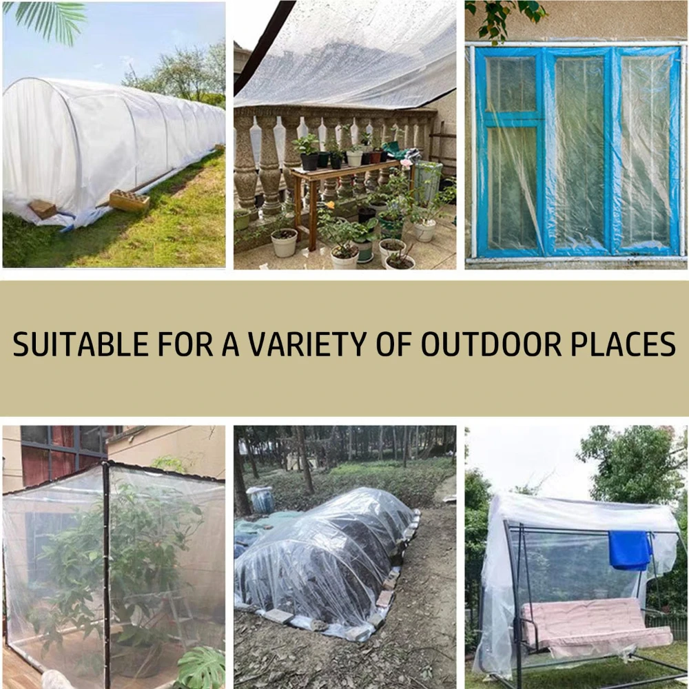Transparente Planen mit Ösen, Verstärkte Wasserdichte Kunststoffplane für Terrassenüberdachungen und Winterschutz – Detail 5