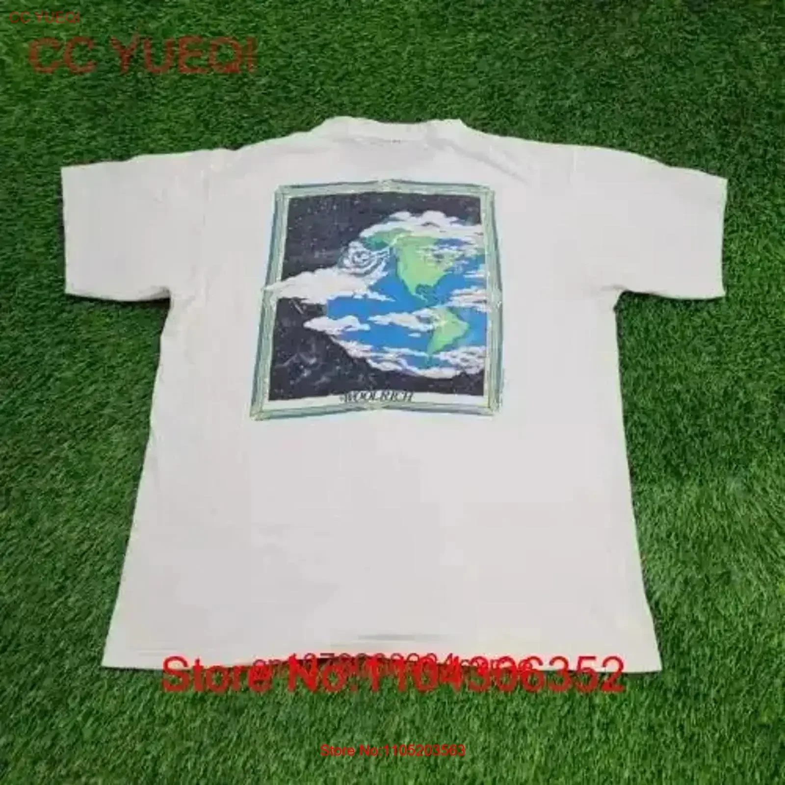 Vintage 1990 Woolrich The Earth Painting ArT camiseta L corta 22x26 Sigmet Gear USA vintage lavado ligeramente homme versátil