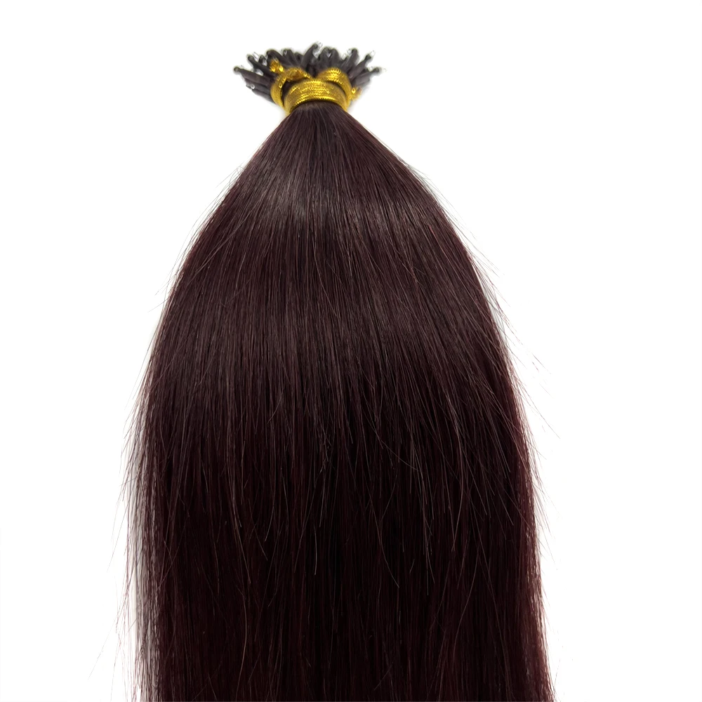 Goofit Remy Haar Nano Ring 100% Human Hair Extensions Micro Kralen Double Drawn Rood Grijs Burg Roze Blauw Paars 1 g/s 50S