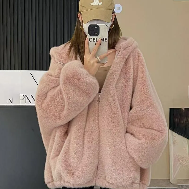 

Oversized Women Fleece Sweatshirt Solid Zip Up Hoodie Y2k Clothes Soft Warm Sweater Casual Harajuku Thick Sudaderas Con Capucha