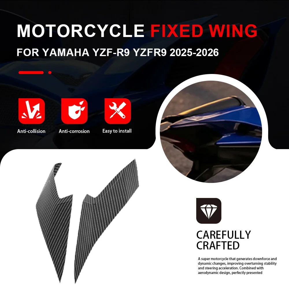 For Yamaha YZF-R9 YZFR9 2025-2026 Aerodynamic Motorcycle Rear Tail Wing Modified Spoiler Rear Side Winglet Rear Tail Fairing kit