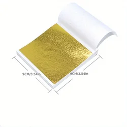 Aomily 9x9cm 100 Sheets Practical K Pure Shiny Gold Leaf for Gilding Funiture Lines Wall Crafts Handicrafts Gilding Decoration