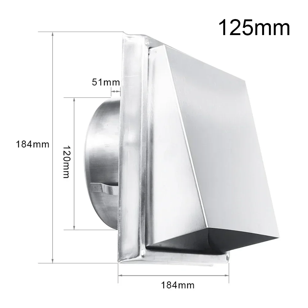 Stainless Steel Air Outlet Wall Ceiling Air Vent Waterproof Vents Cap 125 150mm Ducting Ventilation Exhaust Grille