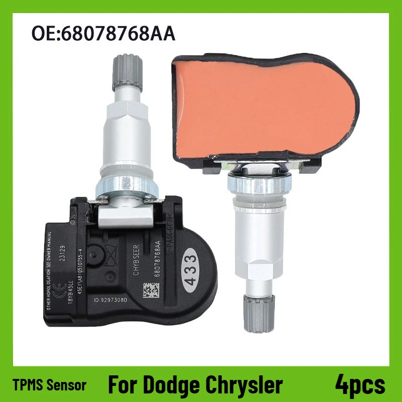 Sensor TPMS para Dodge Chrysler 68078768AA, Sistema de Monitoreo de Presión de Neumáticos, Reemplazo Directo, Kit de Sensor de Presión de Neumáticos