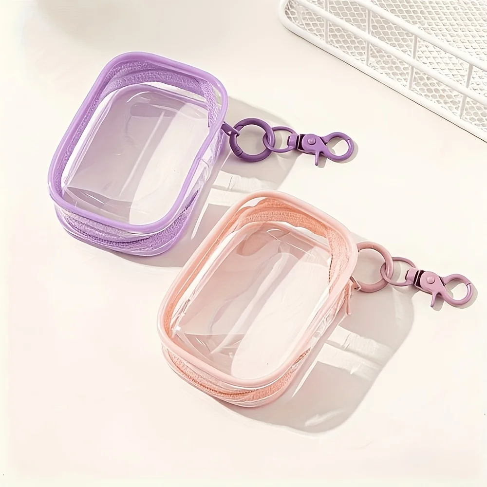 Cute Candy-Colored Mini Storage Bag - Transparent PVC Zipper Pouch for Chargers,  Earphones & Jewelry, Lightweight & Portable