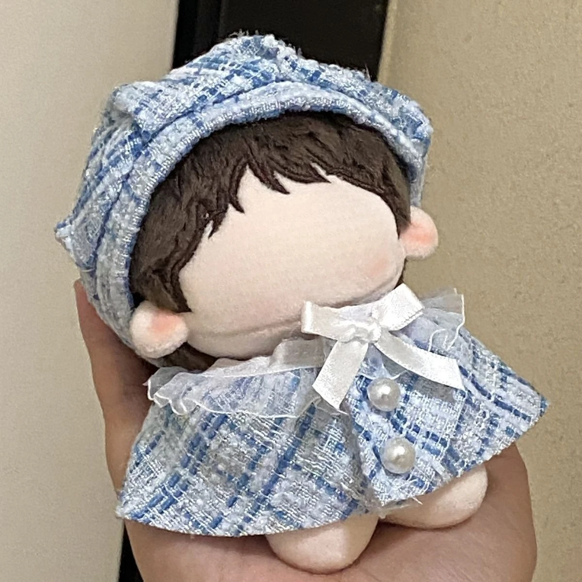 ملابس دمى قطنية 10 سم، تمثال لعبة قطيفة 15 سم، مجموعة ملابس قبعة مخروطية صغيرة على طراز شانيل، أنماط جديدة للرجال والنساء