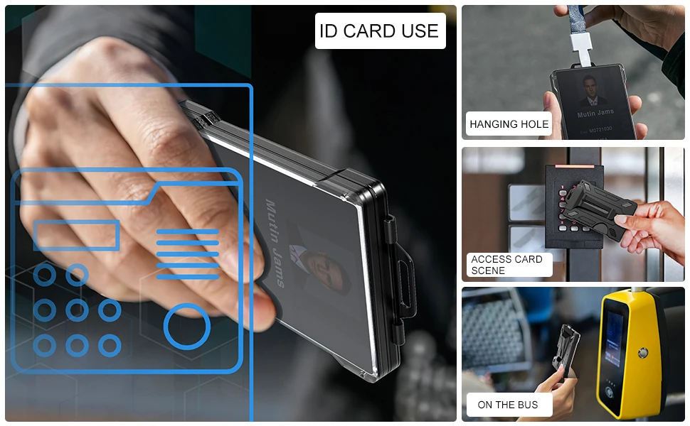 Minimalistische Geldbörse für Herren – schlanke Geldscheinklammer-Geldbörse aus Aluminium und Metall mit transparentem Ausweishalter, RFID-Blockierung, für 15 Karten – Detail 4