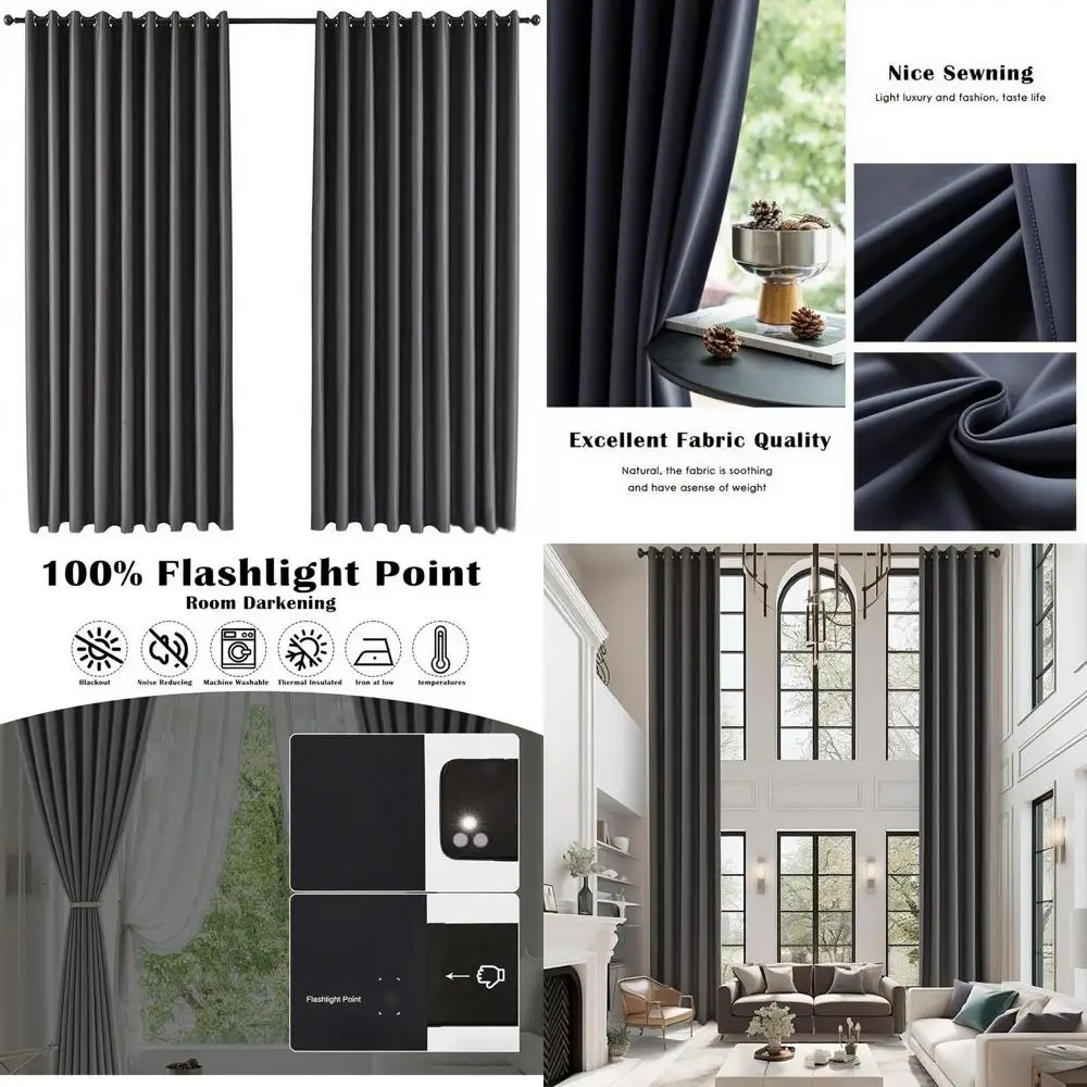 

Extra Long Blackout Curtains for High Ceilings, 144 Length, Grommet Top, Noise-Reducing, Suitable for 2-Story Windows (1 Panel,