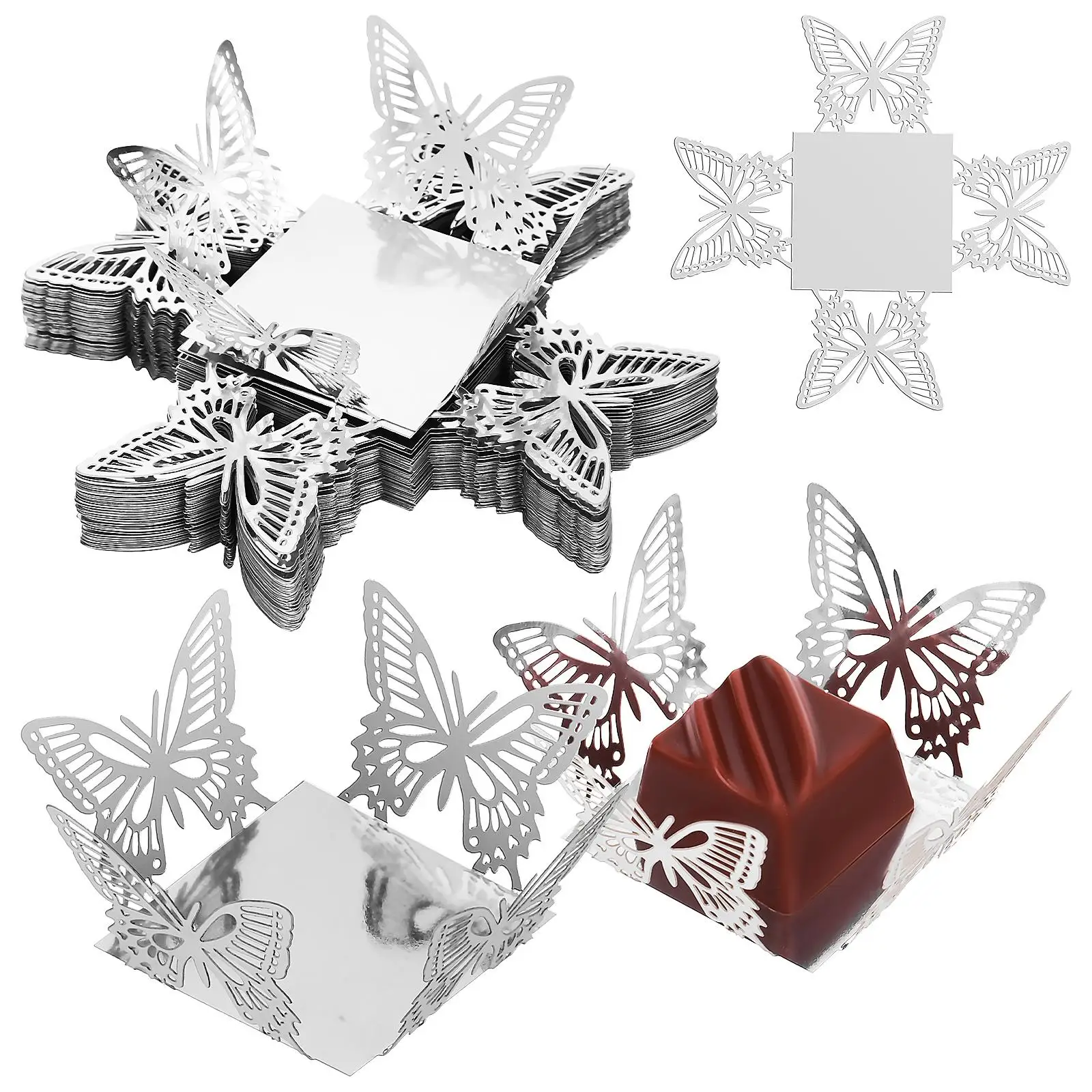 

50 Pcs Large Cupcake Liners Butterfly Paper Boxes Mini Candy Cups For Chocolate