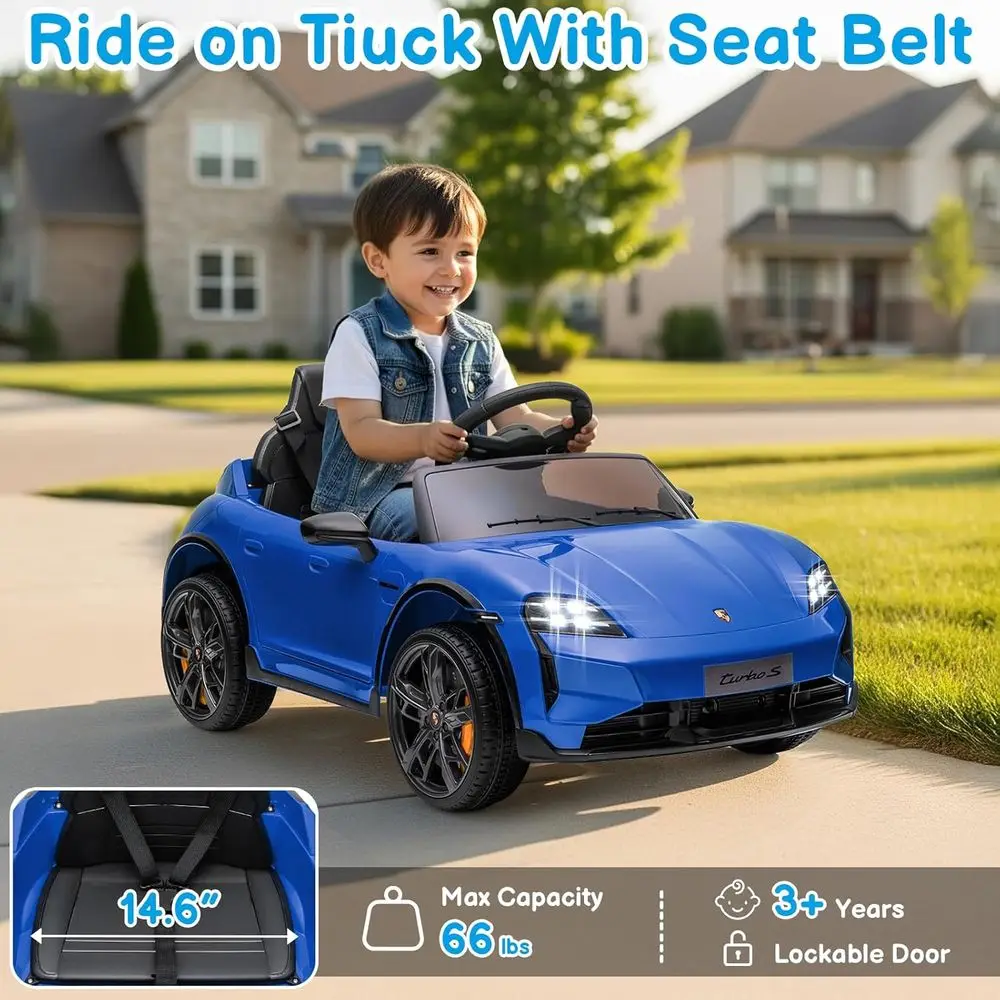 Samochodzik dla dzieci 12V, licencjonowany Porsche Taycan, elektryczny pojazd dla maluchów, pojazd na akumulator z pilotem