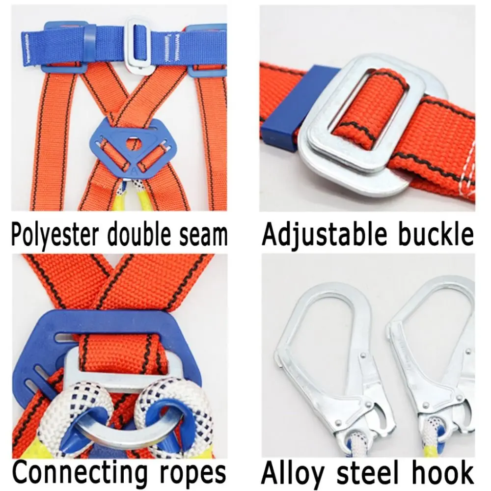 

Double-hook Safety Belt Wear-resistant Buffer Full-body Safety Belt Survival Rope High-altitude Safety Harness Outdoor Climbing