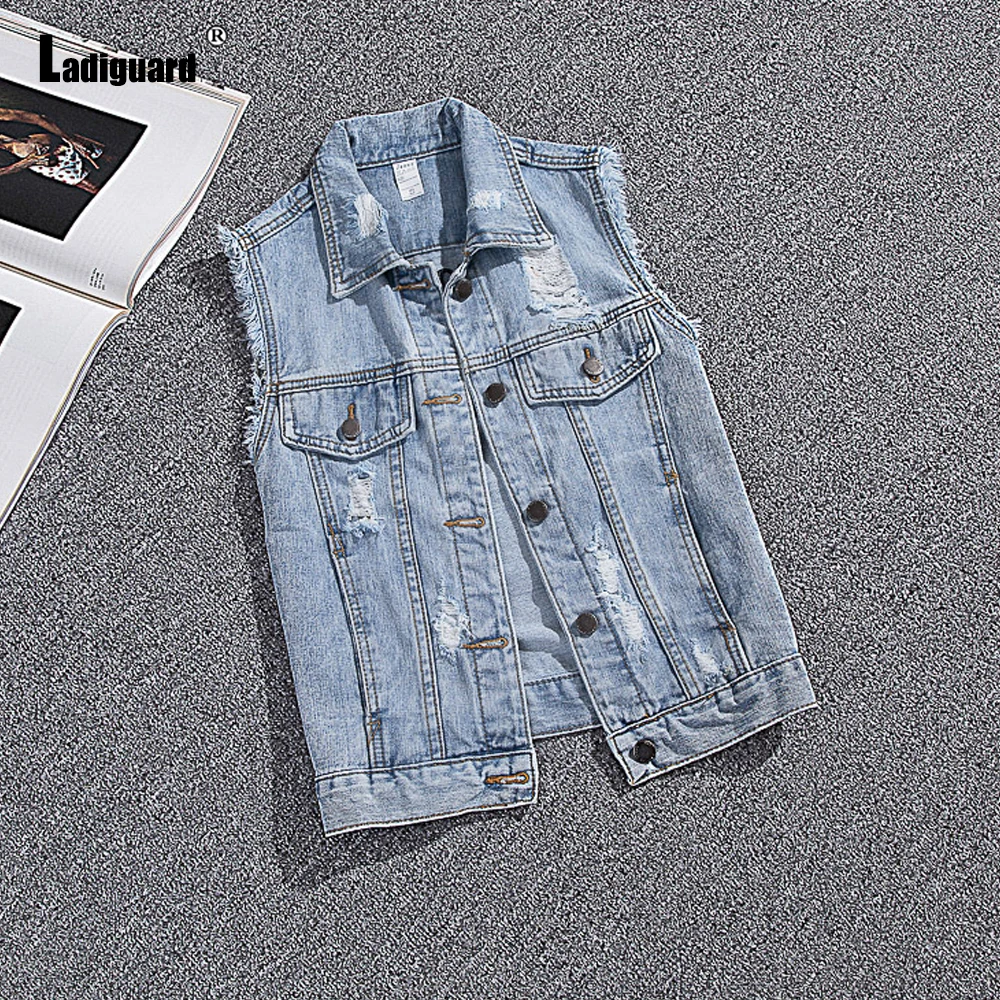 2023 Stand Tasche Denim Weste Mädchen ärmellose Basic Jeans Tops Frauen Mode Street Oberbekleidung Kursiv Letter Print Jeans jacke