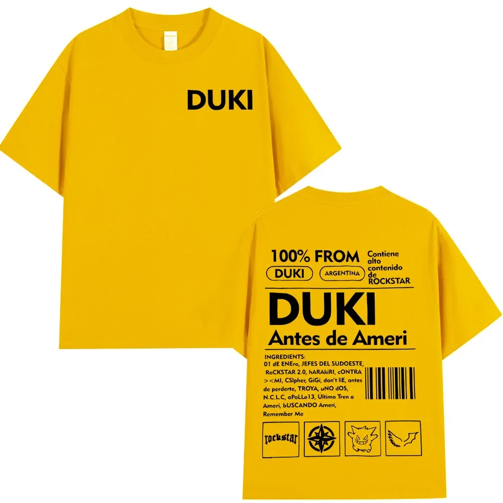 Rapper Duki ADA Tour 2024 Merchเสื้อยืดผู้ชายเสื้อผ้าผู้หญิงผ้าฝ้ายขนาดใหญ่เสื้อยืดHip Hopแขนสั้นเสื้อT streetwear