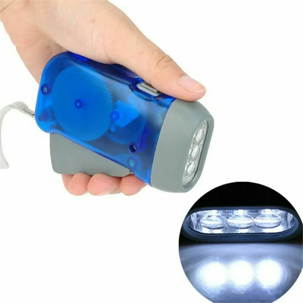 3 Colors Hand Pressing Dynamo Crank Power Wind Up Flashlight Mini Self Generating Torch LED Camping Lamp Light for Outdoor Home