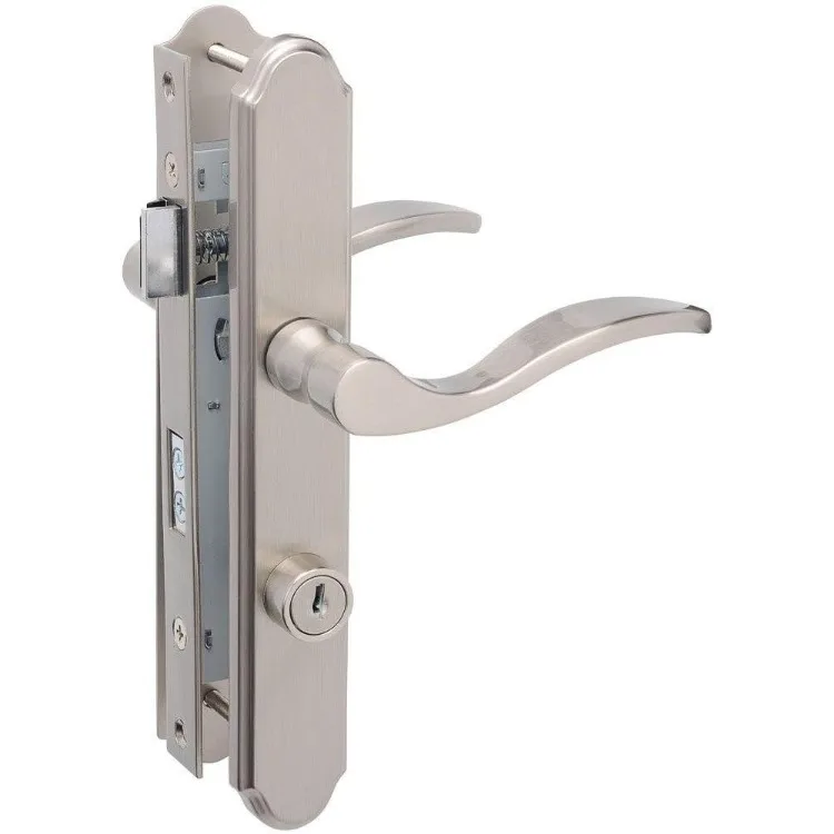 Serenade Mortise Keyed Lever Mount Latch with Deadbolt for Screen and Storm Doors, Satin Nickel