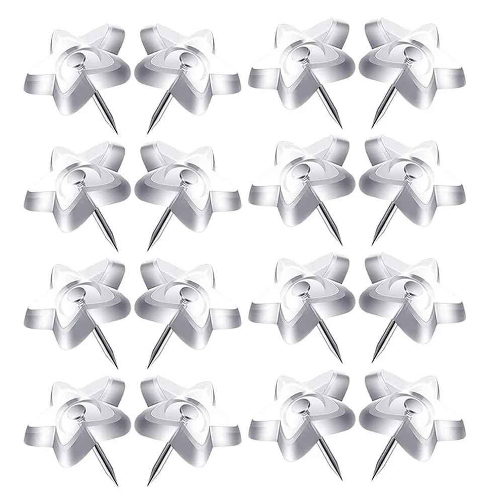 50Pcs Star Shape Clear Push Pins Decorative Thumb Tacks for Cork Board Wall Hanging Photo Maps Notes Office Tools