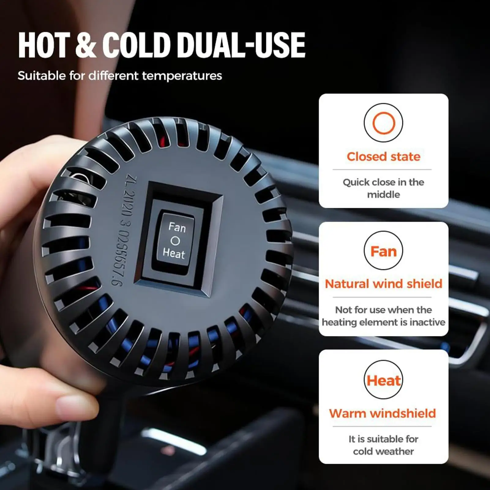12V Car Defroster Heater Plug In Windshield Demister for Ice Snow Frost Removal Cold Morning Winter Driving SUV Truck Taxi