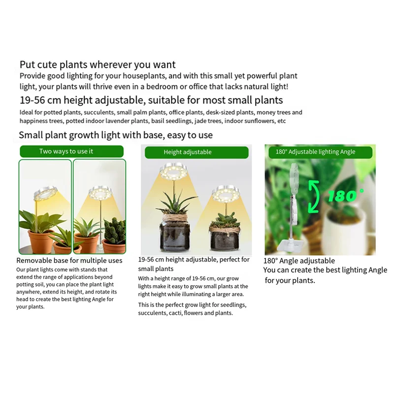 BUONO-1 Pezzi Luci per Coltivazione di Pianta per Piante da Interno Luce per Piante a LED a Spettro Completo con Supporto Staccabile Luci per Coltivazione con Auto T