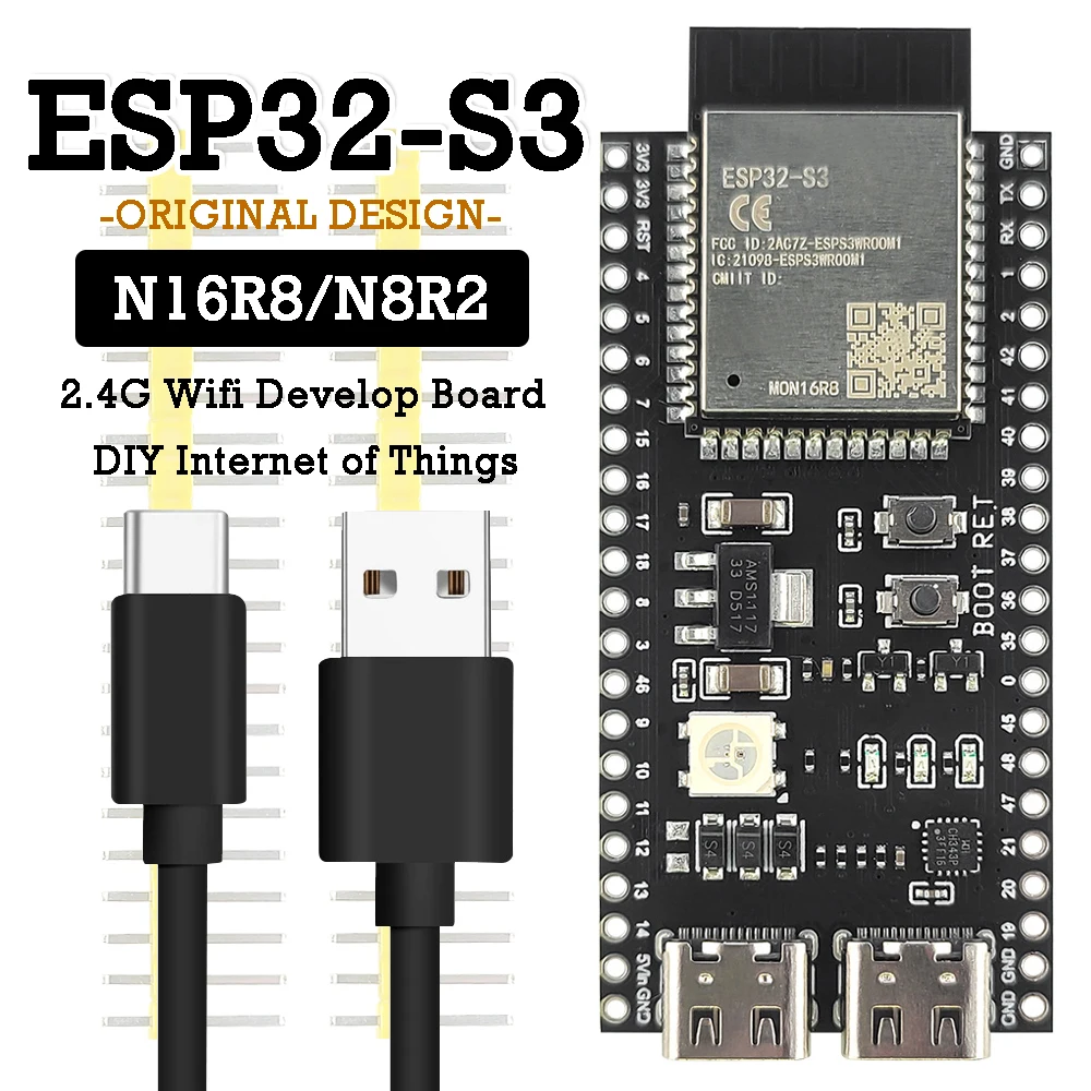 ESP32-S3 Development Board 2.4G Wifi Module for Arduino ESP IDF ESP32-S3WROOM1 N8R2 N16R8 44Pin Type-C 8M PSRAM ESP32 S3