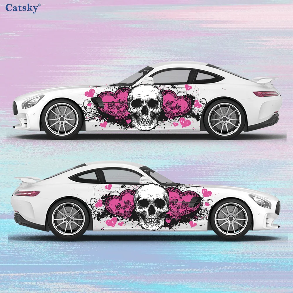 

Love Skull Splash Car Side Sticker Decoration, PVC Waterproof Scratch Resistant Decal, Car Protection, Auto Accessories Gift