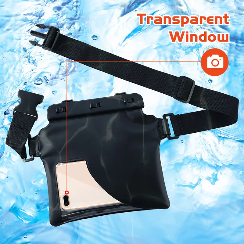 PU Leather Waterproof Phone Pouch Floating Dry Bag Swimming Kayaking Snorkeling Bag 2022 New Fanny Pack