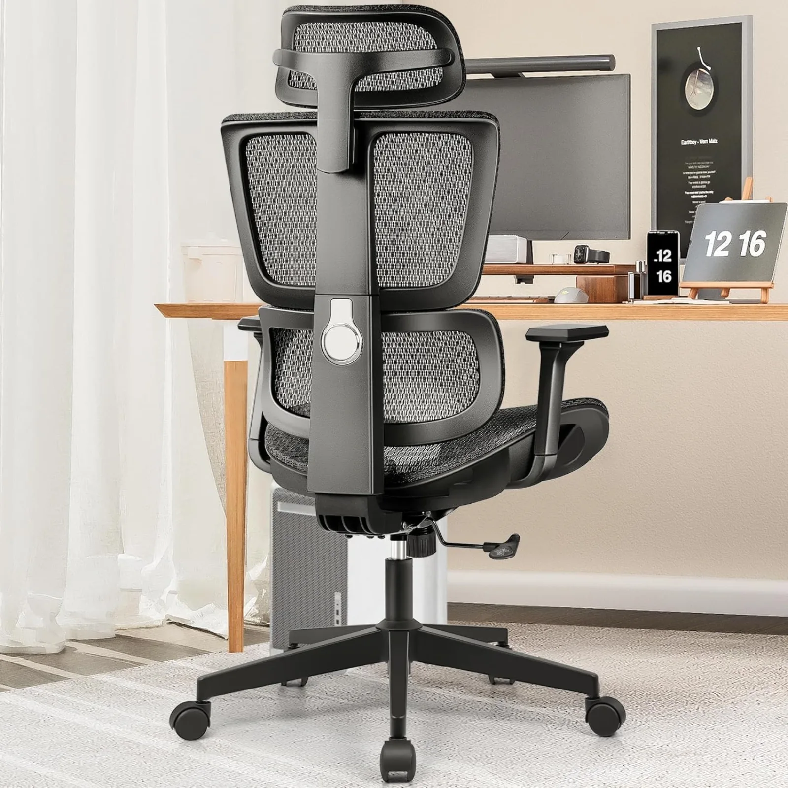 

US Ergonomic Office Chair with Lumbar Support - Home Office Desk Chair with Adjustable Headrest and 3D Armrests - Computer Chair