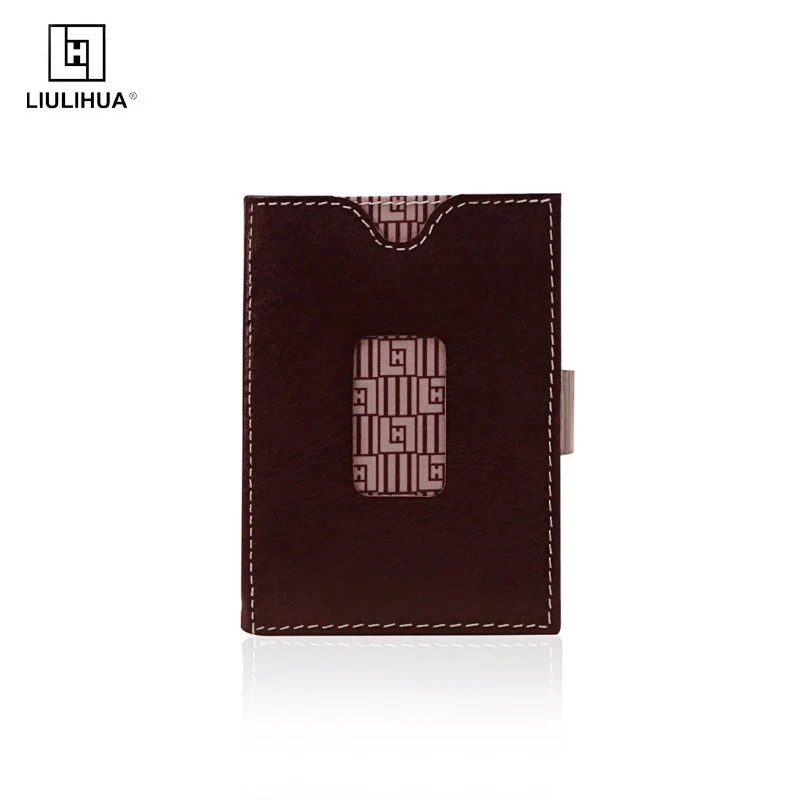 Classic fashion handmade leather horizontal square wallet men's and women's RFID card bag Mini Three fold Wallet