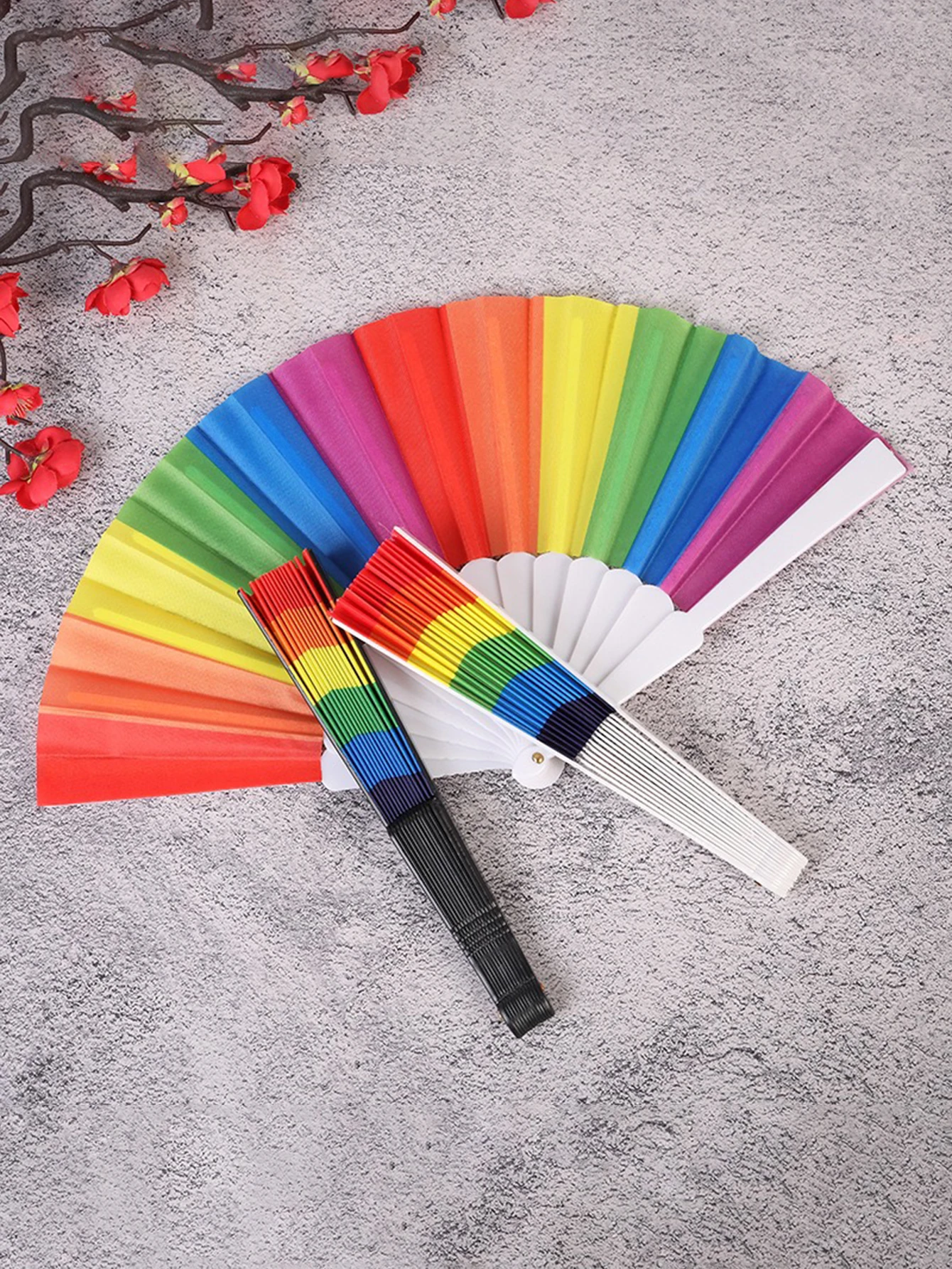 1PC Fashion Simple Personalized Rainbow Folding Fan Dance Filming Props Crafts Compact and Portable Ideal for Gifts