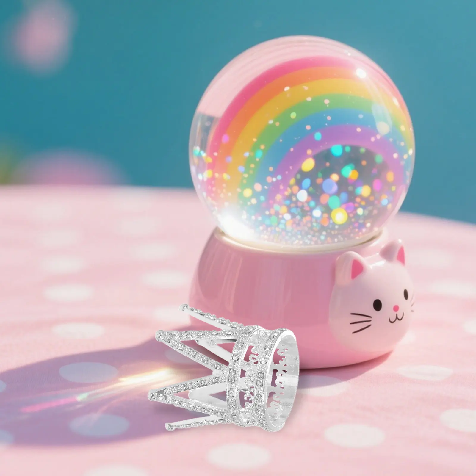 6Pcs Crystal Ball Stand Silver Alloy Base Rhinestone Crown Design Decorative Display Holder for Home Decor Snow Globe Display